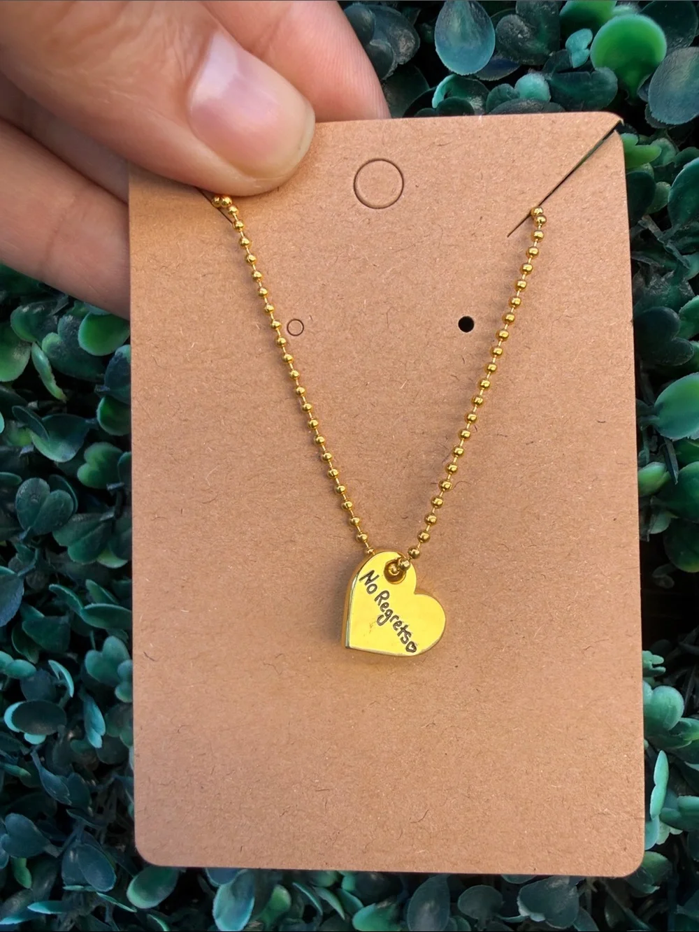 Heart Pendant Necklace - Gold Tone 